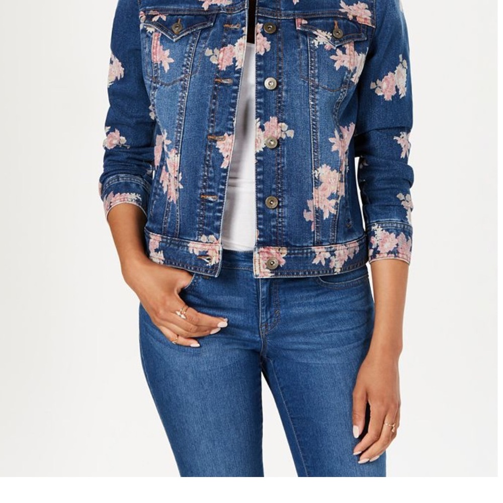 Excellent Condition Floral Denim Jacket